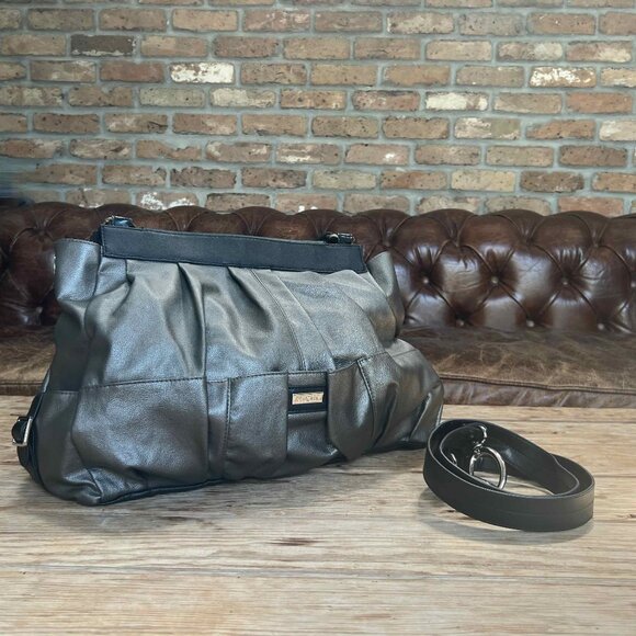 EUC - Miche Oakley Prima Shell Bag Silver Vegan Leather handles & carabiners - Picture 3 of 13